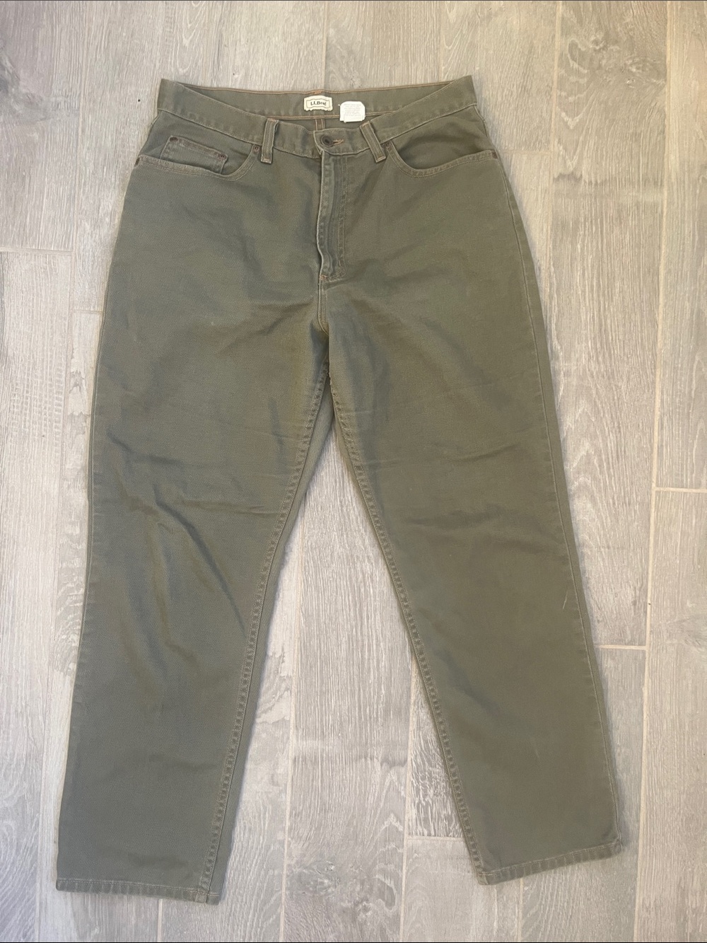 Vintage LL Bean 100% Cotton Pants 14R Army Green